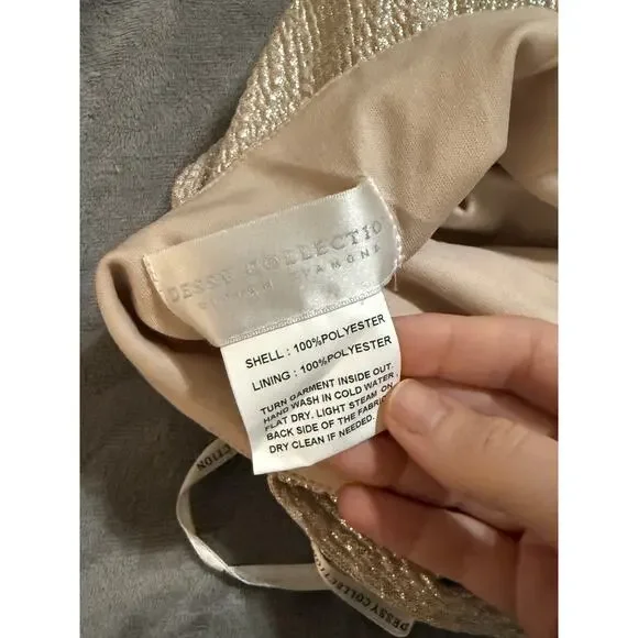 NWT Dessy Formal Maxi Dress One Shoulder TWIST METALLIC GOWN Rose Gold Size 0 - Picture 5 of 11